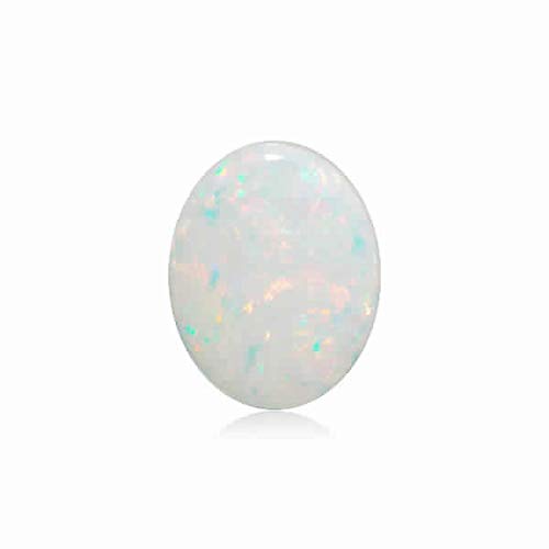 Mysticdrop 0.20-0.74 Cts of 7x5 mm AA Oval Cabachon Australian White Opal (1 pc) Loose Gemstone