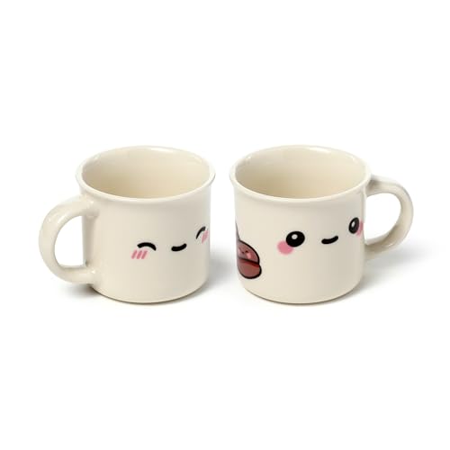 Puckator Juego de 2 tazas de café de porcelana de 100 ml – Diseño Foodiemals,...