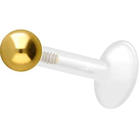 PIERCINGLINE PTFE Labret mit Innengewinde | Titan AUFSATZ KUGEL| Piercing Lippe Nase Ohr Helix | Farb & Größenauswahl Cover