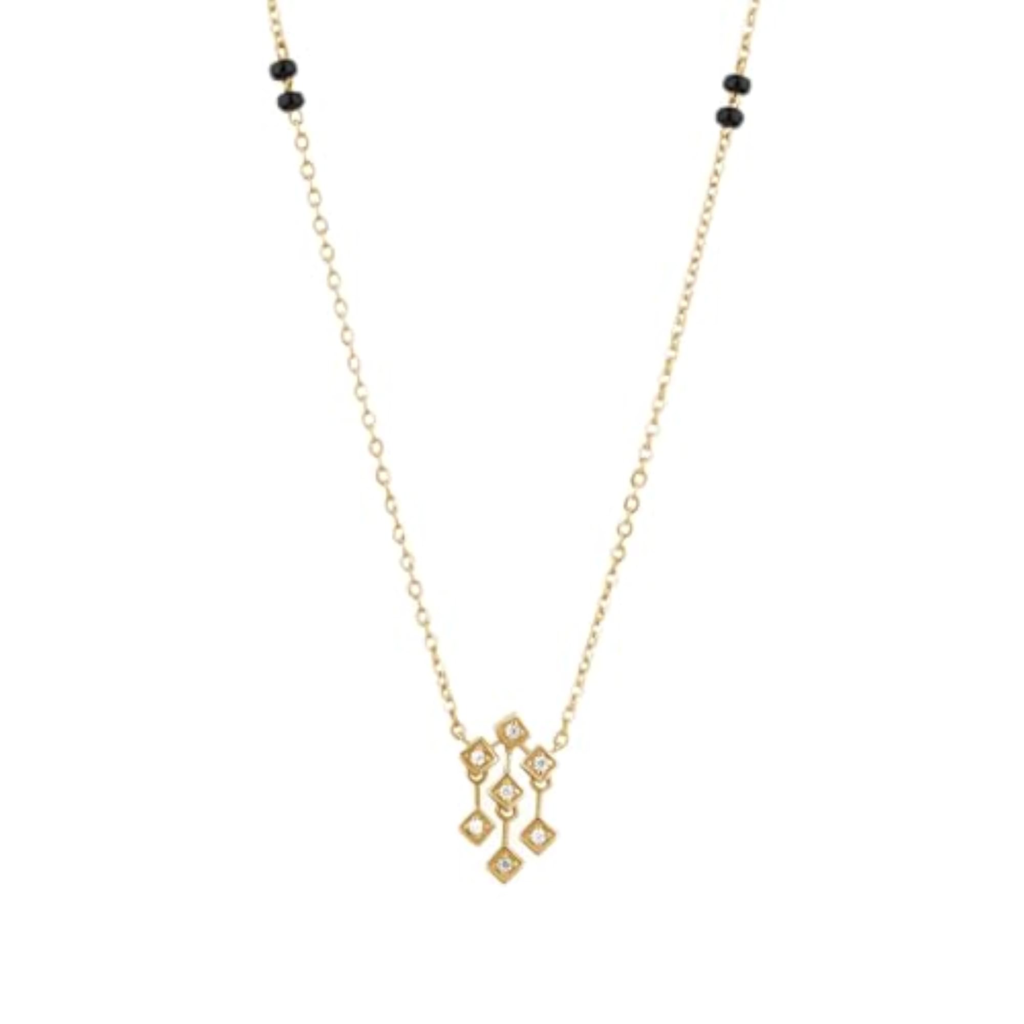 Women's 18k Gold Vermeil Fancy Diamond Setting Mangalsutra, Gift for Her