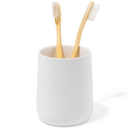 Yew Design Matte White Bathroom Toothbrush Holder Cup – Round