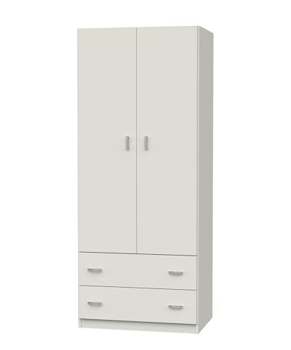 Miniatura 4 de Muebles Pitarch Armario Dormitorio Ropero 2 Puertas 2 Cajones, Blanco, 180x74x50 Cm Alto X Ancho X Fondo , Mueble Auxiliar Moderno, Colección Tibet