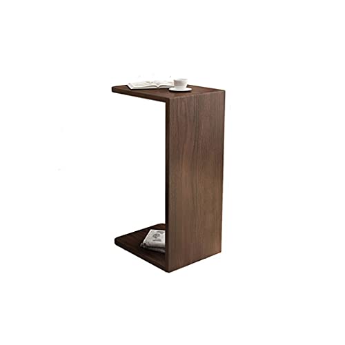 Zcmeb Solid Wood Side Table Mobile C-Shaped U-Shaped Corner Table Small House Bedside Table Sofa Tea Table Small Table Side Table Mini Material: Rubber Wood (Color : Walnut Color, Size : No Wheels) #TOP27