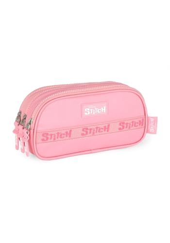 Estojo Triplo, Luxcel, Stitch, Rosa