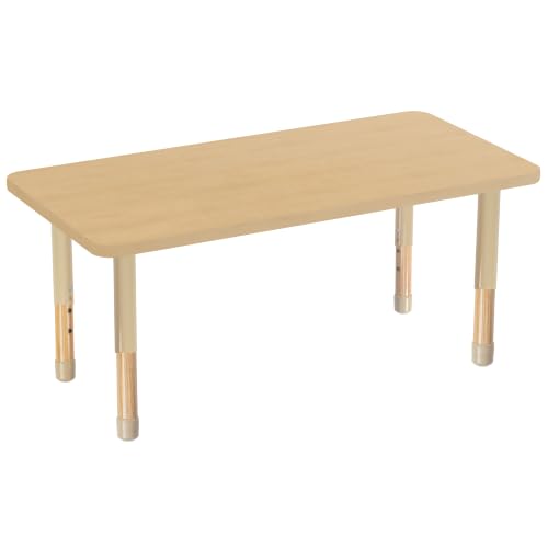 Image of 24 inch x 48 inch Rectangle Kids Classroom Table with Adjustable Chunky Wood Legs