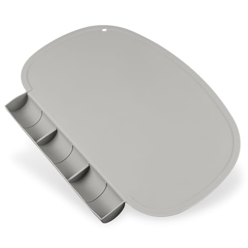 Image of Silicone Placemat with Food Catching Pockets for Baby & Kid, Food Grade Silicone Non-Slip Toddler Food Place Mats with Raised Edges for Dining Table (Light Gray)