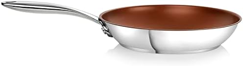 Ozeri 12" Stainless Steel Earth Pan ETERNA, a 100% PFOA and APEO-Free Non-Stick Coating, Bronze Interior, 30cm