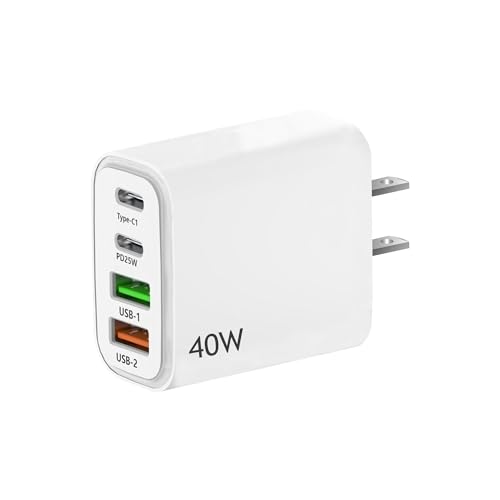 US Travel Adapter Charger Plug Canada and USA Fast wall adapter with 2 USB Type C and 2x USB A ports American fast charging plug compatible for Canada US and Mexico Compatible with iPhone Samsung