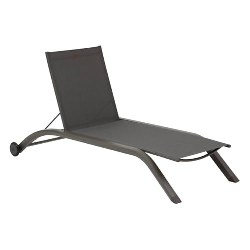 Hespéride - Transat Inclinable Jimani Anthracite et Graphite 2 Roues Anti-Rouille 4 Positions...