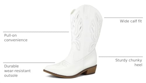Image of mysoft Cowboy Boots For Women - Western Cowgirl Boots Mid Calf Chunky Heel Booties Pointed Toe Country Shoes