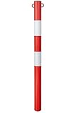 Poste de Delimitación 48mm x 120cm – Bolardo de Aparcamiento para Empotrar Blanco/Rojo – Poste de Hierro para Parking – Barrera de Señalización Resistente