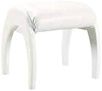Global Furniture USA Upholstered Backless Vanity Stool in White Finish