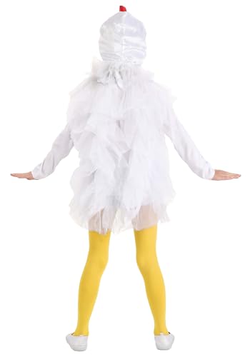 Disfraz infantil de pollito blanco con vestido y capucha miniatura 2