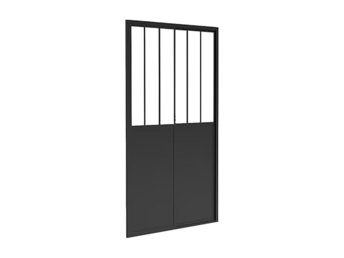 Vente-unique - Porte de douche coulissante noir mat style atelier - 100 x 195 cm - URBANIK