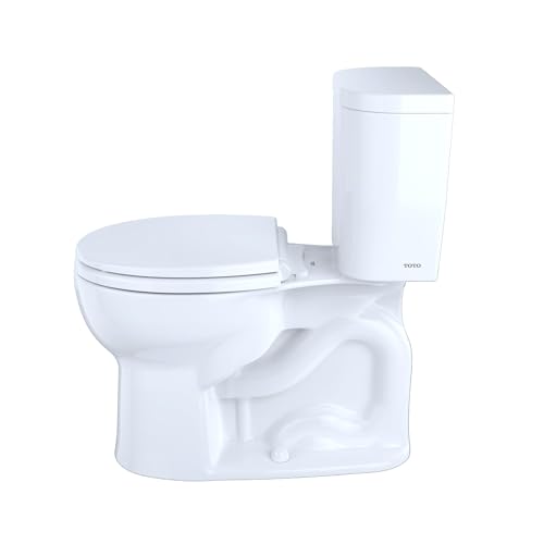 TOTO® Entrada™ Two-Piece Round 1.28 GPF Universal Height Toilet, Cotton White - CST243EF#01