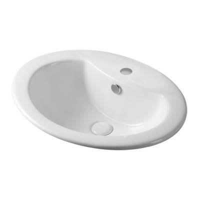 Lavabo Da Incasso Soprapiano Ovale 56x46 Cm In Ceramica Bianco Lucido – Monoforo Con Troppo Pieno