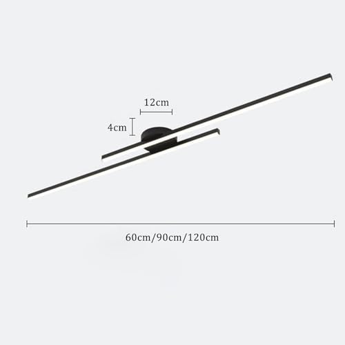 Plafonnier LED moderne dimmable noir 60cm de salon avec sa télécommande