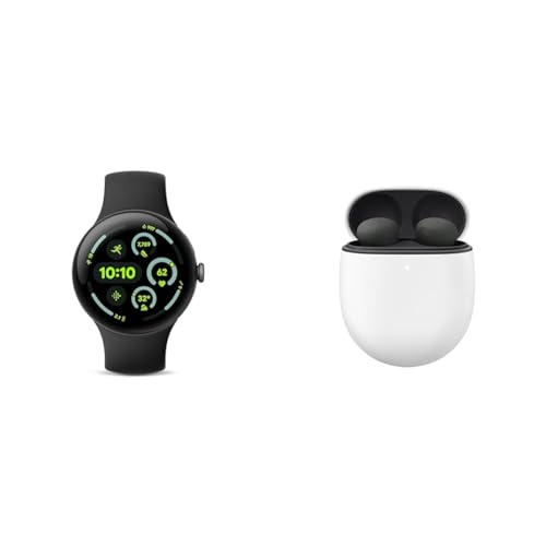 Google Bundle - Pixel Watch 3 (Matte Black - Obsidian Band - 45mm WiFi) & Pixel Buds Pro 2 Earbuds (Hazel)