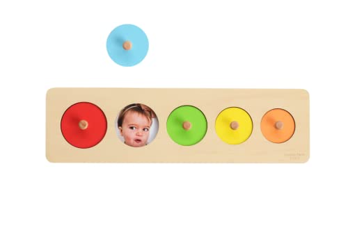 Image of Familiar Faces Toys Personalized Peekaboo Photo Puzzle - Insert Your Own Pictures - Shapes or Cirlces (Circles - 5 Piece)