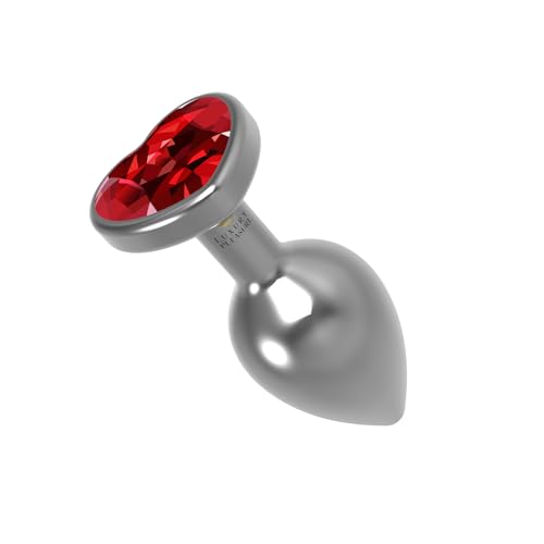 Plug Anal Bijou Intime Rosebud Cœur Rouge Diamant avec Pochette en Velours Métal Acier Inoxydable LUXURY PLEASURE (S)