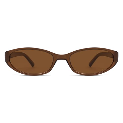 Image of Retro Oval Sunglasses Womens Mens Y2k Trendy Cateye Shades AR82299 | Narrow Round Cute Sunnies,90s 2000s Cool Skinny Frame