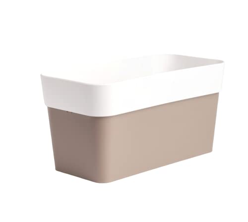 HARSHDEEP-Arty-Hanging Pots for Home Decorative Indoor Outdoor Plants Rectangular Plastic 11 Inch Set of 5 (White-Mocca)