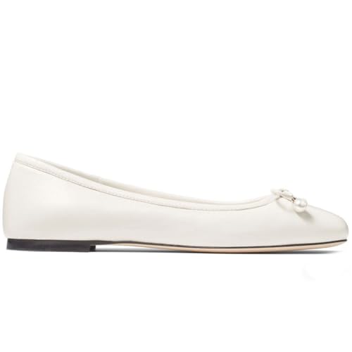 Women's Ballet Flats Bowknot Ballerina Flats Round Toe Slip On Pearl Dressy Casual Flats for Wedding Working4