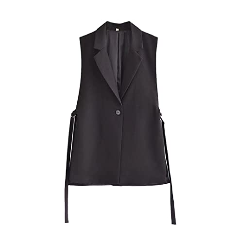 Chaleco de oficina vintage para mujer con botonadura lateral y diseño chic sin mangas talla S