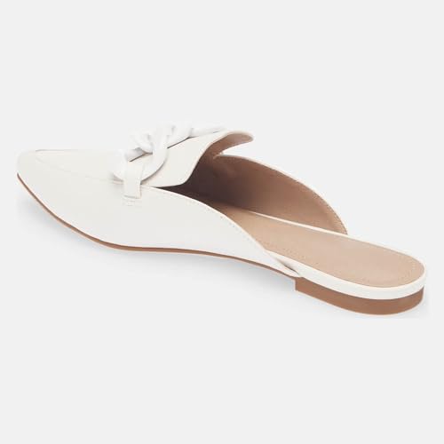 Image of Juliet Holy Womens Mules Flats Pointed Toe Backless Loafers Slip on Metal Chain Slides