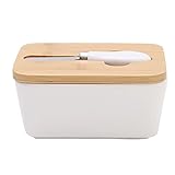 Die Porzellan-Butterdose misst 16 x 12 x 7,5 cm, funktioniert perfekt für Ostküstenbutter und Westküste, europäische Butter, passend für die meisten Buttermarken