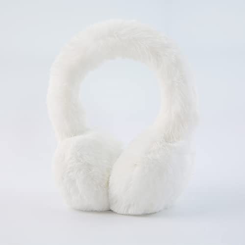 Zoscgjmy Faux Fur Ear Muffs For Women Girls Winter Cute Warm Furry Fluffy Earmuffs Ear Covers Outdoor (White) #TOP1