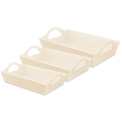 Wooden Tray with Handles - Set of 3 Small Unfinished Wood Trays for Crafts Unfinished Wood Tray with Handles Nesting