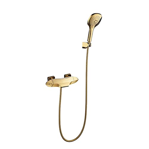 Ensemble de mitigeur de douche thermostatique 2 modes or pour baignoire