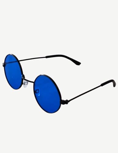 Image of BookMyCostume Kids Round Blue Sunglasses - Circular Sunshades for Boys and Girls - Fashion Summer Outdoor Eyewear Accessory for Birthday, Photo Shoots, and Fancy Dress | Aged 2 to 8 Years
