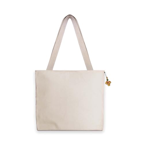 Image of Hand-Printed Tote Bag with Classical Design-Reusable, Zipper Closure For Women & Girls
