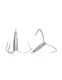 BLUEWING 16/0 Weighted Treble Hooks 2pcs High Carbon Steel, Heavy Duty Bunker Snag Hook for Freshwater and Saltwater Fishing, 3.5oz