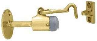 CRL Polished Brass Finish Wall Mounted Heavy Duty Door Stop with Hook & Holder