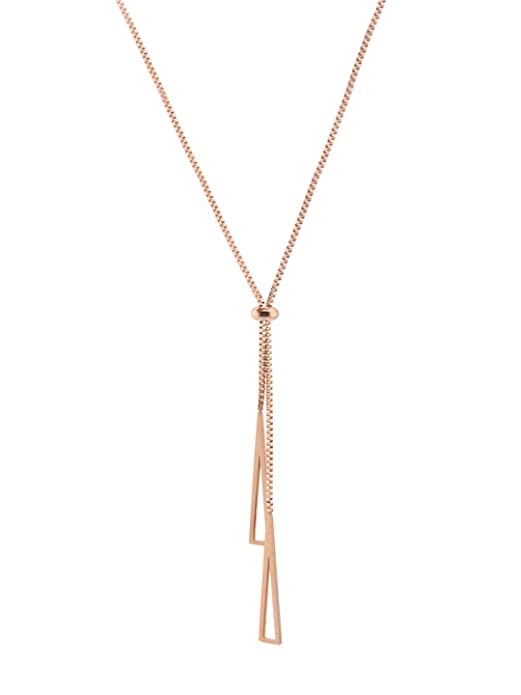 Triangle Clavicle Tassel Fashion Necklace for Women Stainless Steel Shiny Chain Pendant Necklace