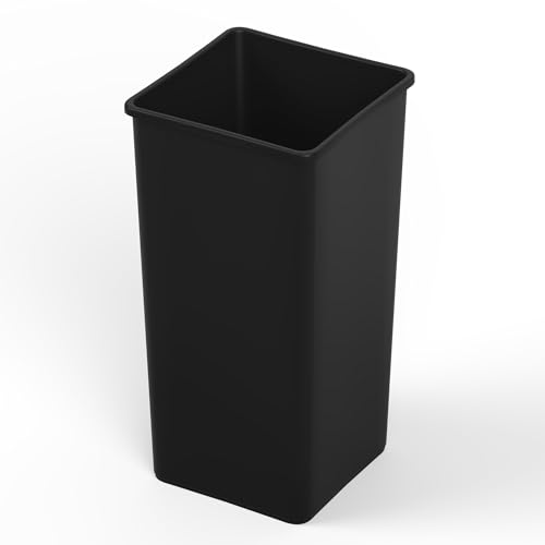 Image of 50 Gallon Black Square Commercial Trash Garbage Can | Outdoor Office Restaurant School Kitchen