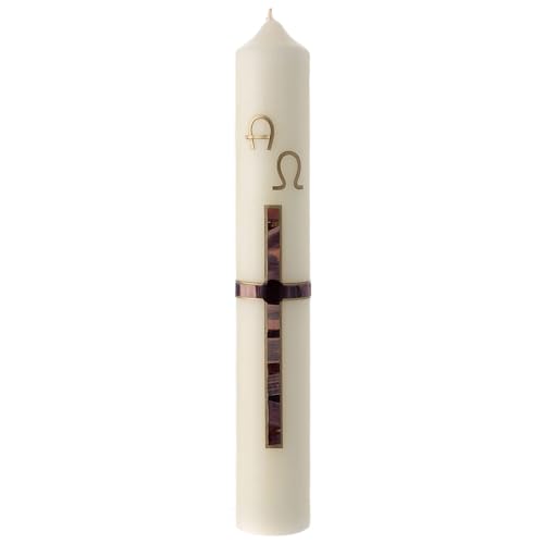 Easter Candle with Brown and Gold Cross 40x6 cm