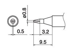 Hakko T15-D08 0.8mm x 9.5mm Chisel Solder Tip for FM2027