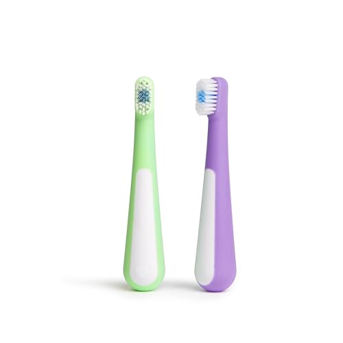 Ubbi Grow with Me Toothbrush Training Set for Babies and Toddlers, Includes Silicone Finger Brush, 360° and Soft Bristled Toothbrush, Polaris Blue