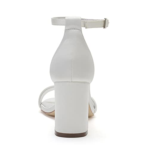 ADMLZQQ Women's Open Toe Pointed Toe Block Heel Satin Wedding Pump Shoes Chunky High Heel Bridal Prom Heels Sandals4