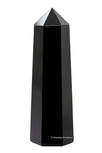 Image of Amazing Gemstone Large Black Tourmaline Crystal Towers ~ Natural Healing Crystal Point Obelisk for Reiki Healing and Crystal Grid (5.5 to 6 INCH)