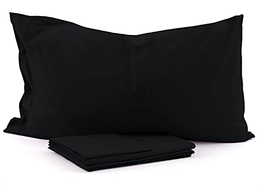 Juego de sábanas liso para cama de 100% algodón, varios colores, fabricado en Italia, negro, 1 plaza
