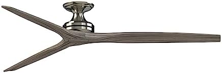 Fanimation Spitfire 3 Blade Flush Ceiling Fan - 21.08 Inches Tall and 72 Inches Wide - Brushed Nickel Finish - Weathered Wood Blade Color