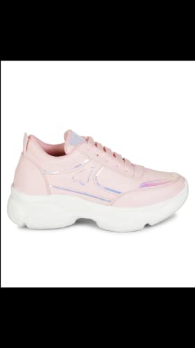 Image of Lazy Boo - Women's Casual Pink Sneakers with Zig-Zag Design