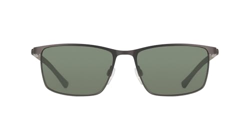 COLE HAAN Men's CH6087 Polarized Rectangular Sunglasses, Gunmetal, 56/17/140
