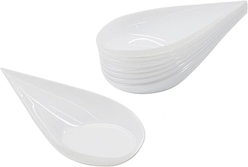 Tuyiutm ミニ前菜プレート 100枚 ティアドロップ型 お茶を飲む小さなデザートボウル 厚いプラスチックパーティーナプキン用品 プラスチックミニ使い捨てデザート、パーティー、パーティーKTVに最適 (A-ホワイト)