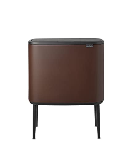 Image of Brabantia Bo Touch Bin - 11 + 23L Inner Buckets (Mineral Cosy Brown) Waste /Recycling Kitchen Bin - Soft-Touch